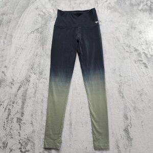 PINK Victoria's Secret Leggings Size M Black Green Ombre High Waist Spell Out
